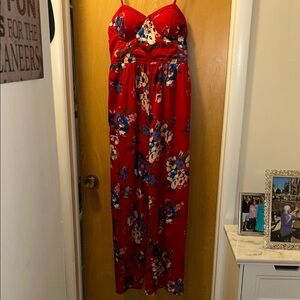 Floral Red Jumpsuit